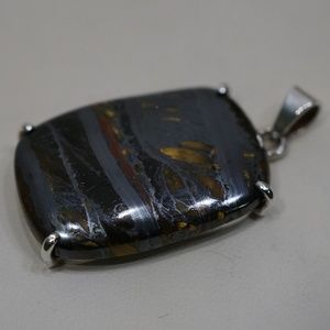 Sterling Silver (.925) Genuine Tiger Iron Pendant